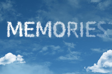 Fototapeta premium Memories cloud word with a blue sky