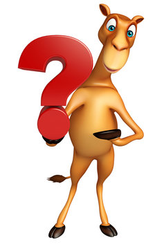 fun Camel cartoon character with question mark sign