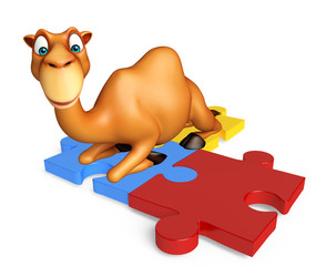 fun Camel cartoon character with puzzle