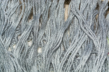 texture bundle of gray woolen threads closeup