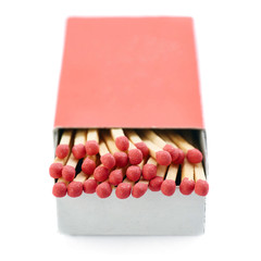 Pile of Wooden matches isolated over the white background