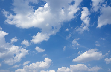 White clouds and blue sky.
