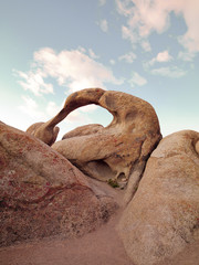 view of a arched rock formation, tortured rock formation.
