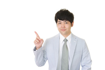 指示する笑顔のビジネスマン
