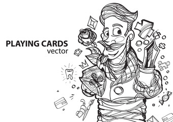 Obraz premium Jack of clubs playing card suit. Outline drawing.