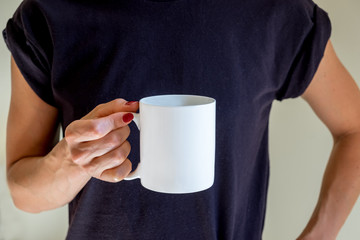 female holding a coffee mug, styled stock mockup photography