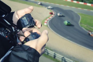 Fototapeten A racing stopwatch timing the cars © freie-kreation