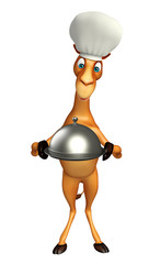 Camel cartoon character with cloche and chef hat