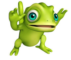 Obraz premium cute Chameleon funny cartoon character