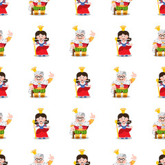 King and Queen seamless pattern.