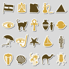 egypt country theme symbols stickers set eps10