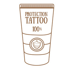 Tube with a cream, gel. Tattoo Accessory. Outline drawing.