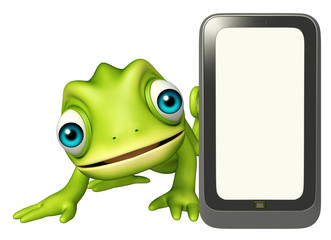 fun Chameleon cartoon character with  mobile