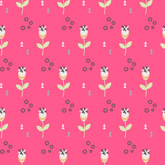 Wild flower spring field seamless pattern. Floral tender fine summer vector pattern on pink background. For fabric textile prints and apparel.