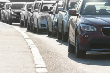 transport jam on city roads St. Petersburg