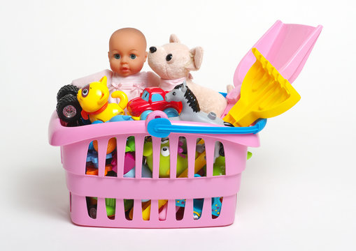 Toys on a white