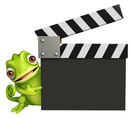 cute Chameleon cartoon character with clapper board