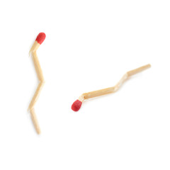 Set of Broken Wooden match isolated over the white background