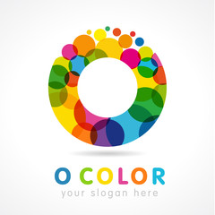 Colored O logo. Letter "o" business colorful logo vector template. Ofice O icon in buble color 
