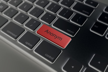 Dunkle Tastatur mit Anonym Taste rot
