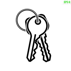 The keys connected ring, isolated on white. Vector, EPS 8