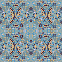 Seamless pattern with vintage decorative elements. Hand drawn background. Islam, Arabic, Indian, ottoman motifs. Ethnic floral seamless pattern with abstract ornamental mandala