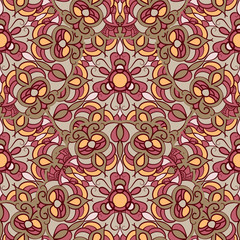 Seamless pattern with vintage decorative elements. Hand drawn background. Islam, Arabic, Indian, ottoman motifs. Ethnic floral seamless pattern with abstract ornamental mandala