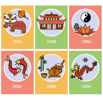 Set china card or  icons