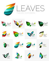 Futuristic design eco leaf logo set