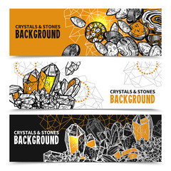 Crystals And Stones Horizontal Banners Set 