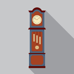 Grandfather Pendulum Clock Vector Illustration.