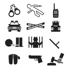Police And Law Icon Set Vector Illustration.