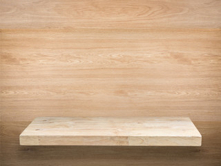 wooden shelf on wooden background