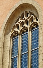 Fototapeta na wymiar Maßwerk, gotisches Fenster, Kirche, Eibelstadt