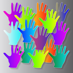 Fototapeta premium Illustration with rainbow paper hands for your creativity. Vecto