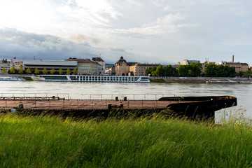 Wreck ship on Danube in Bratislava
