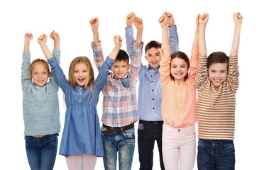 happy children celebrating victory