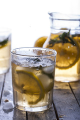 Lemonade with fresh lemon and mint