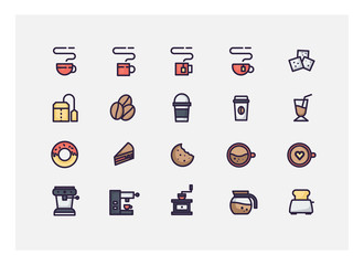 coffee icon set vector. line icons.