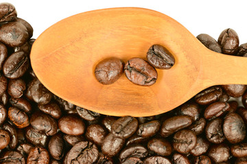 Coffee Beans and wooden spoon