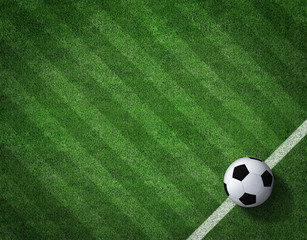 Soccer field with soccer ball and line