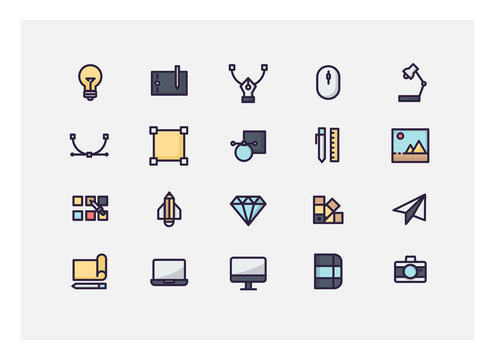 Graphic design icon set vector.line icons.