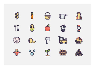 farm icon set vector.line icons