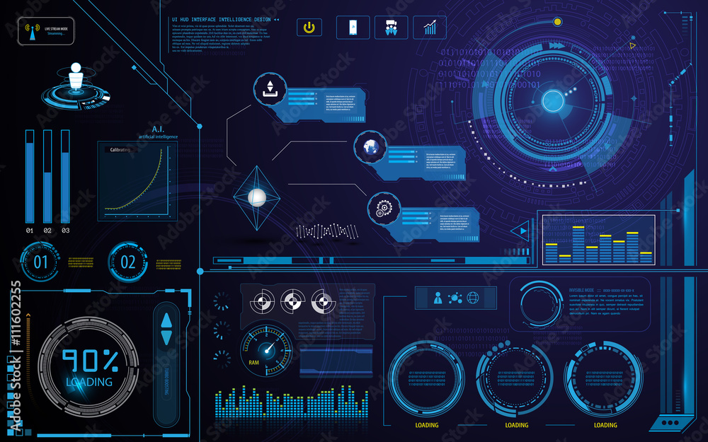 Poster hud technology innovation screen interface template and element design background