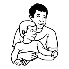 Fathers day.Silhouette of a father and his son