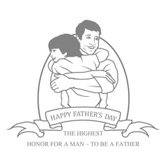 Fathers day.Silhouette of a father and his son