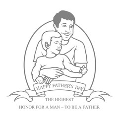 Fathers day.Silhouette of a father and his son
