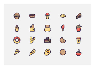 fast food icon set vector.line icons.