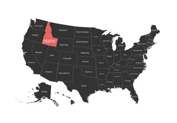 Map of the USA. Image with clipping path and name of states. State mark. Vector illustration.