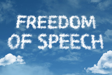 Freedom of Speech cloud word with a blue sky